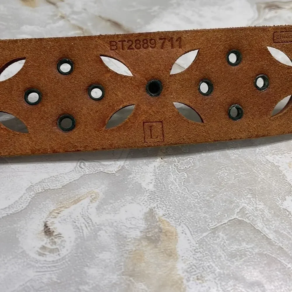 Fossil dye cut metallic leather boho belt